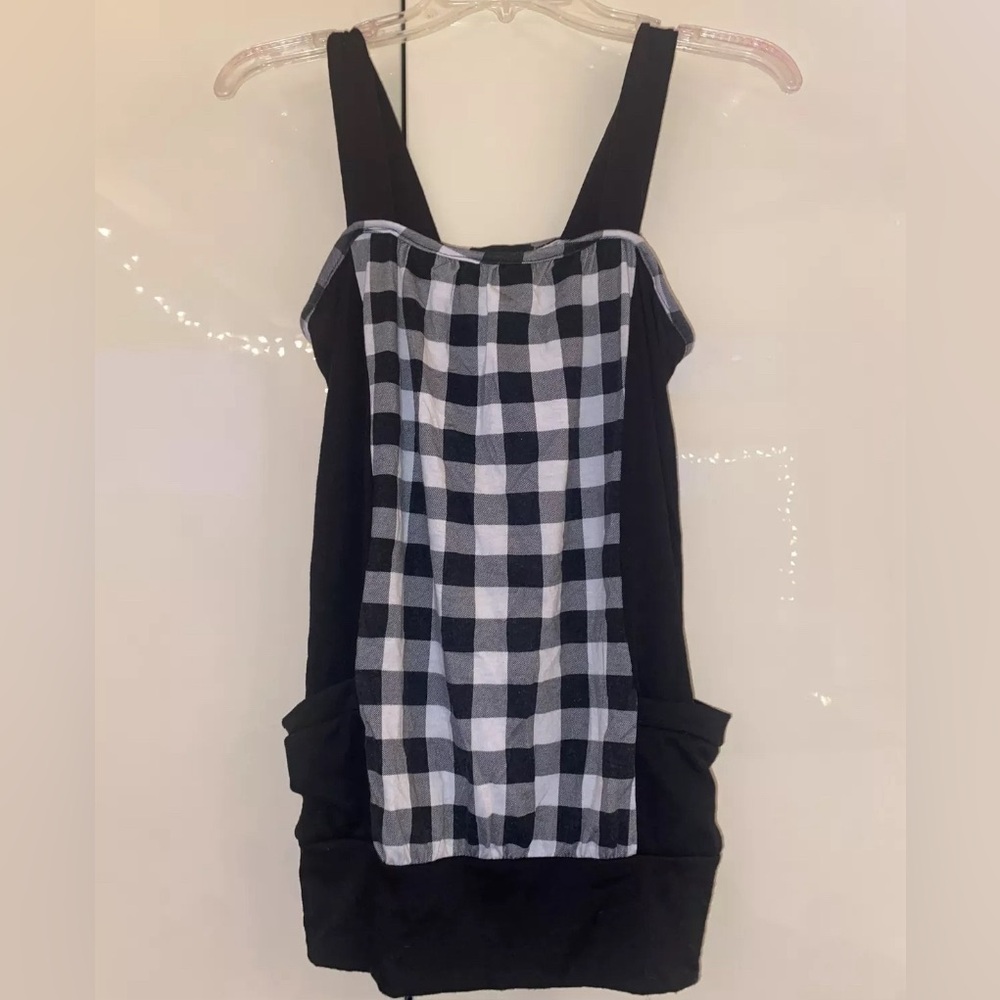 Say Anything - Black and White Checkered Tank Top w/ pockets! Size Small